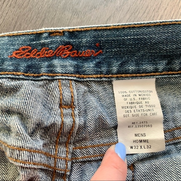 Men’s Eddie Bauer Blue Jeans Premium Denim Dark Wash Straight Leg Size 32x32 - Picture 6 of 12